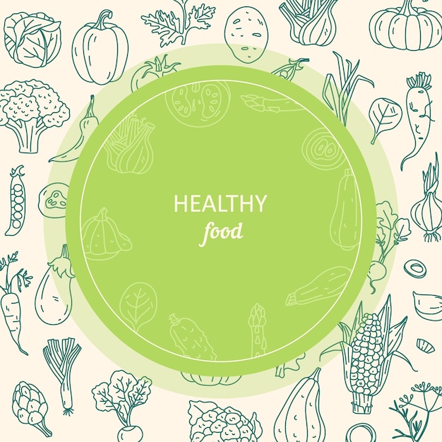 Alimentos saludables Fondo vectorial con verduras