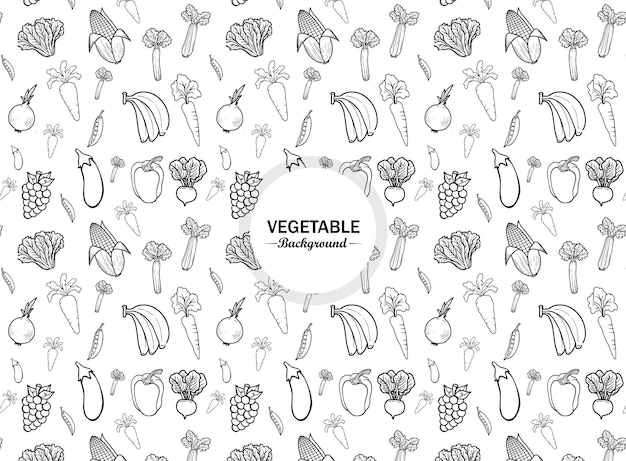Alimentos vegetales y cocina Doodles de patrón sin costuras