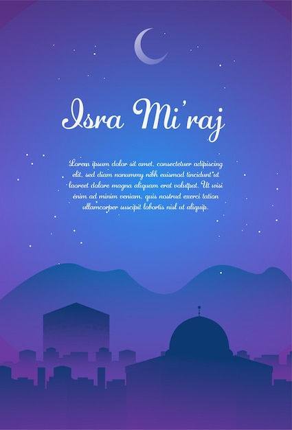 Vector alisra wal miraj traducir el viaje nocturno profeta muhammad vector ilustración