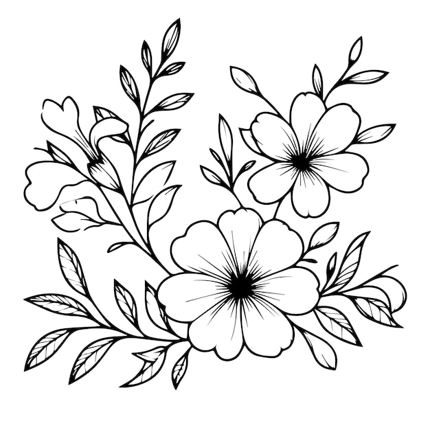 Allamanda flores catárticas página de colorear simplicidad embellecimiento arte vectorial monocromático