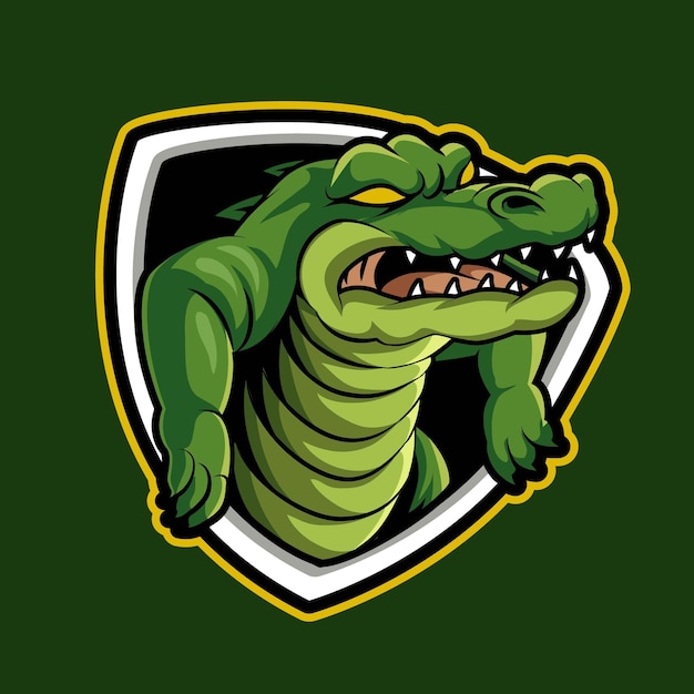 Alligator mascota esports logo vector ilustración para juegos y streamer