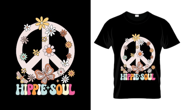 El alma hippie colorida camiseta gráfica diseño de camiseta groovy