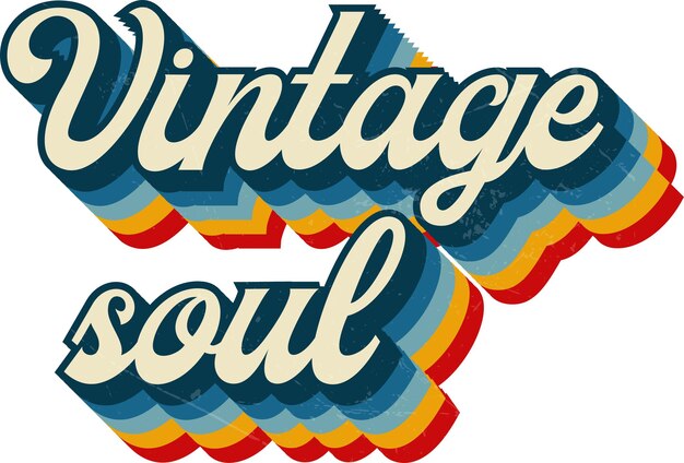Alma vintage texto retro con texto de fondo transparente para pegatina de camiseta