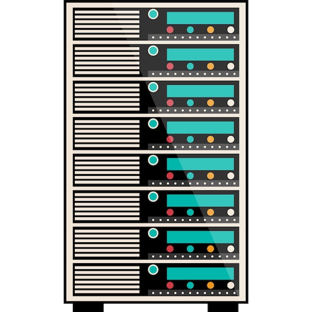 Almacén de nube grande de vector de supercomputadora de icono de datos