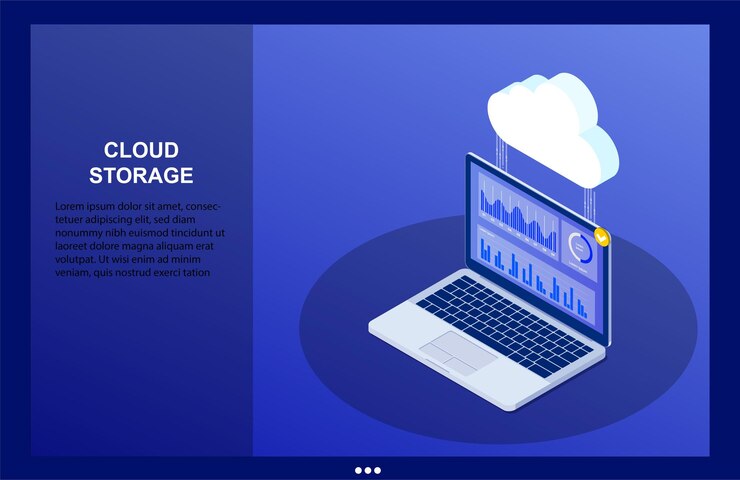 Vector almacenamiento de datos de almacenamiento de datos en la nube de vector isométrico