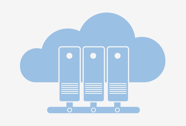 Almacenamiento a nivel de bloque con icono de vector de diseño plano de servidor de computación en la nube en línea