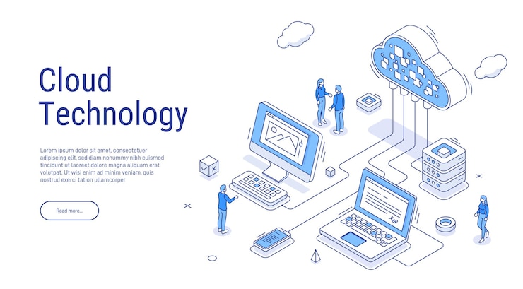 Vector almacenamiento en nube isométrico tecnología de servicios informáticos infraestructura de red plataforma de servidor de datos
