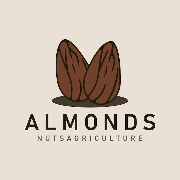 almendras frutos secos logotipo vintage icono y símbolo ilustración vectorial diseño minimalista