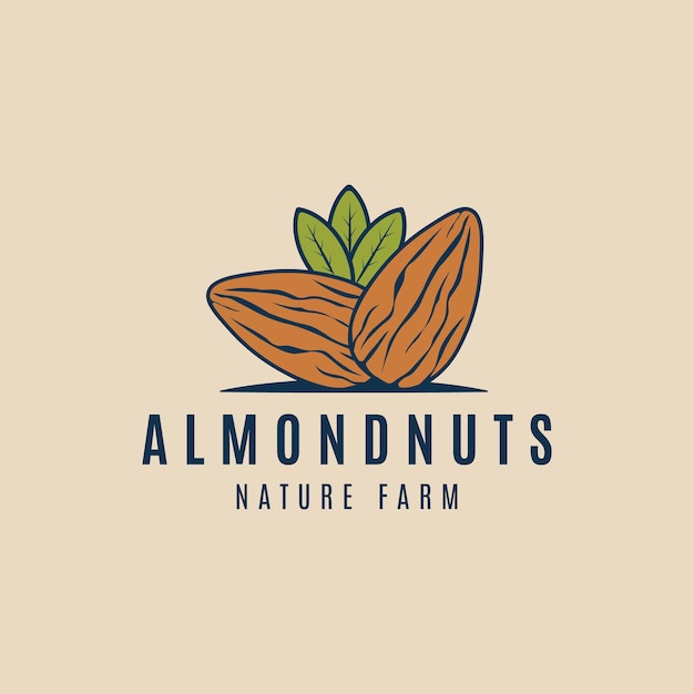 almendras nueces naturaleza granja logo vintage vector ilustración diseño