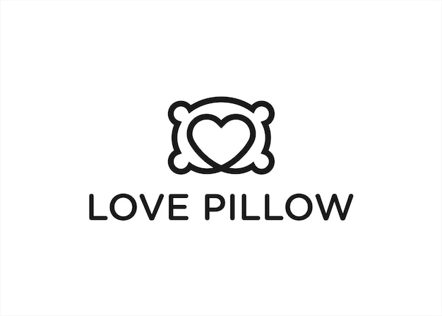 Almohada con amor logotipo diseño icono vector silueta ilustración