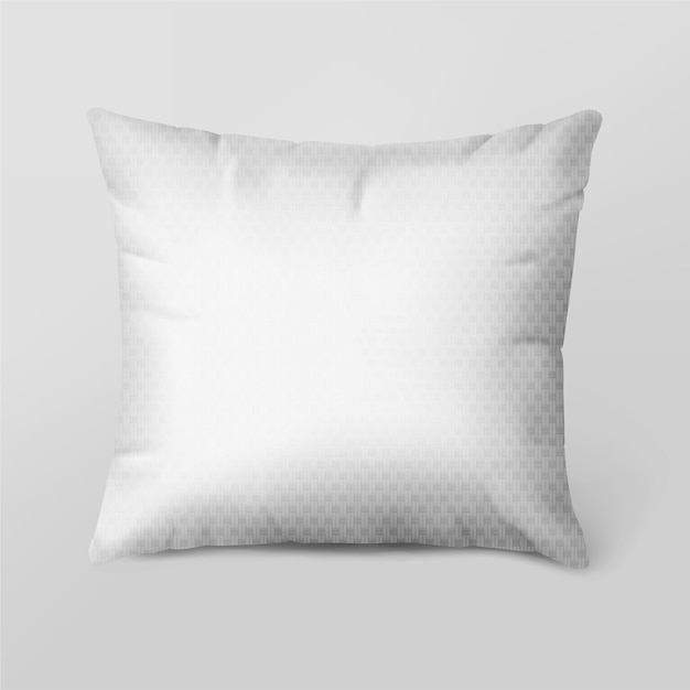 Vector almohada de cama realista cojín de cama de plumas rectangulares en blanco para el apoyo y el descanso del cuello y la cabeza ilustración vectorial relajación de almohada suave sobre fondo gris