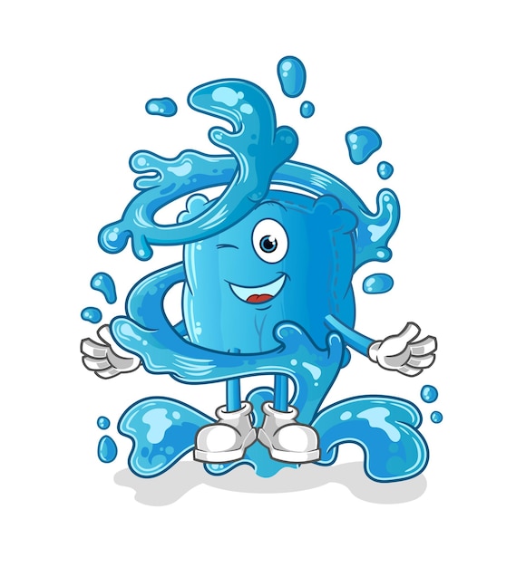 Almohada fresca con vector de dibujos animados de mascota de agua