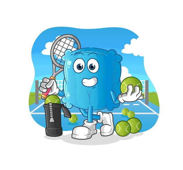Almohada juega ilustración de tenis. vector de caracteres