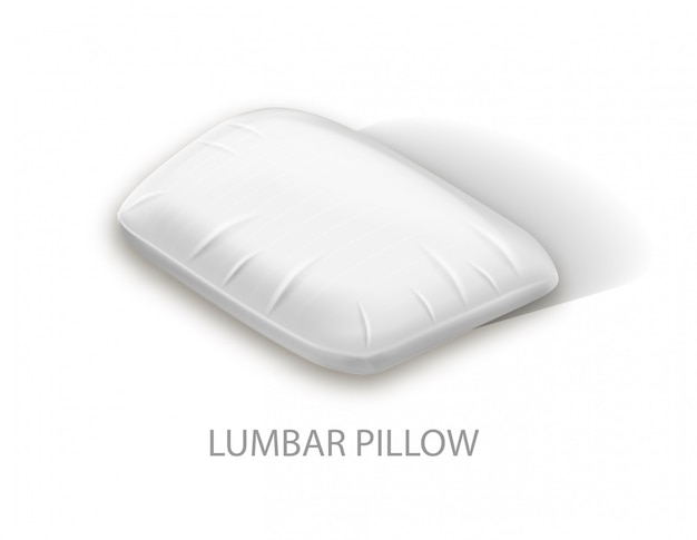 Vector almohada lumbar blanca sobre blanco