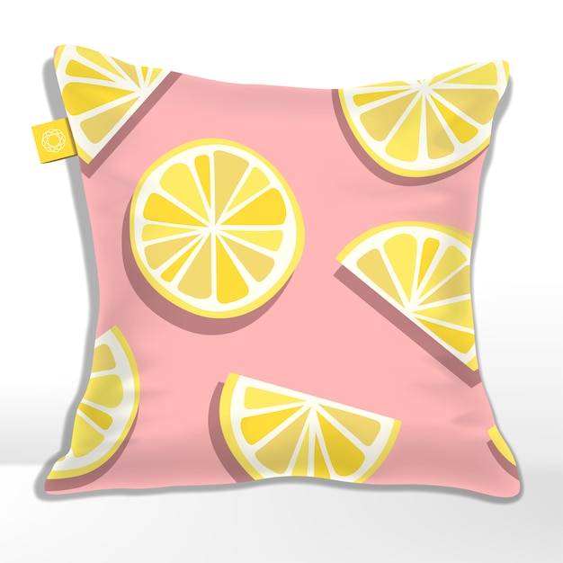 Almohada o cojín con patrón de rodajas de limón o lima impreso