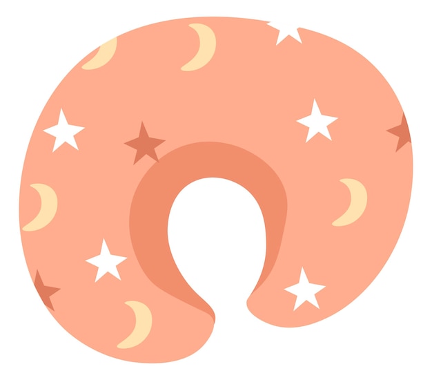 Almohada para viajar cómodamente o cojín plano para que duerman los bebés recién nacidos. soporte para cabeza de forma suave y redondeada, decorado con estrellas y lunas. hinchable y anatómico. vector en estilo plano