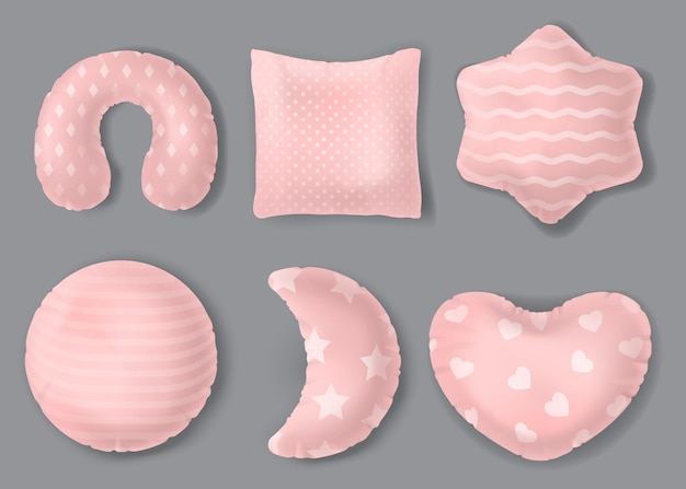Almohadas diferentes formas conjunto aislado en blanco