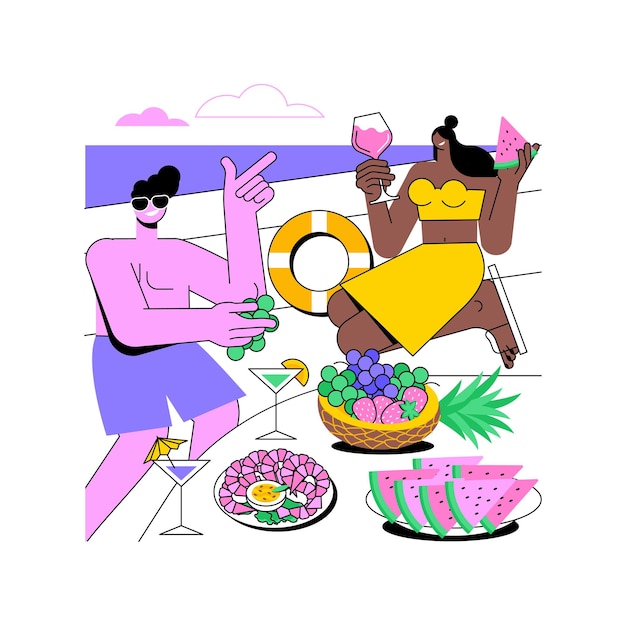 Almuerzo en el barco ilustraciones de vectores de dibujos animados aislados