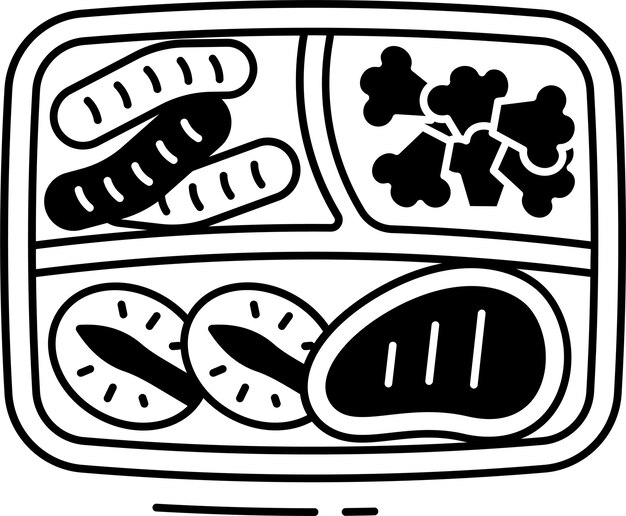 almuerzo de carne a la parrilla glifo y ilustración vectorial de línea