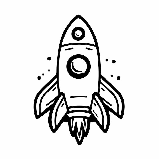 Almuerzo de cohete hacia el fondo del cohete espacial en estilo plano Concepto de inicio