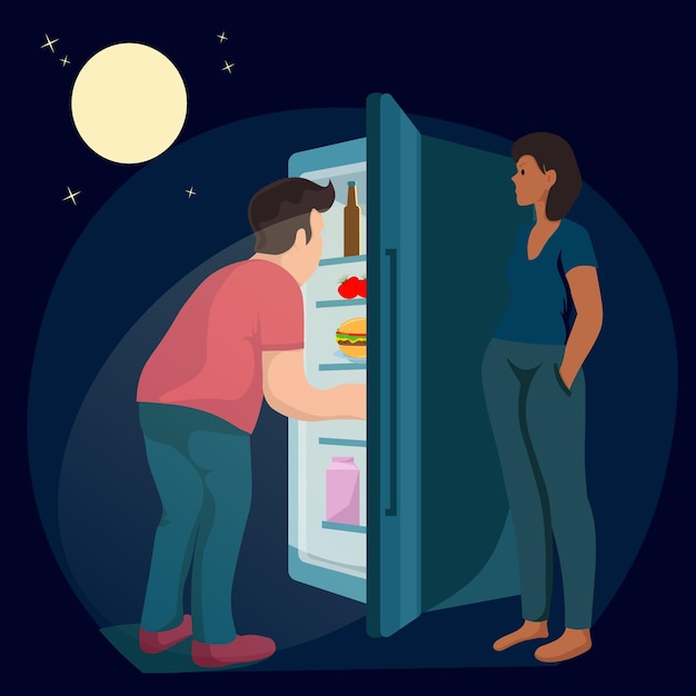 Almuerzo nocturno bajo la luna y observación