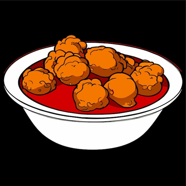 Vector almuerzos de pollo en salsa de curry en la ilustración vectorial del cuenco