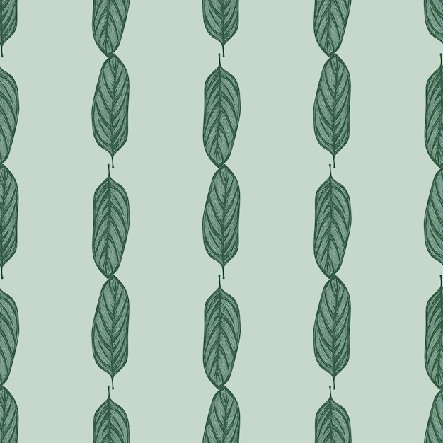 Alocasia deja un patrón sin costurasRama tropical vintage en estilo grabado