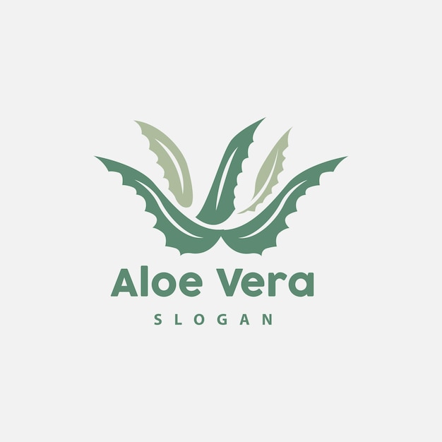 Aloe Vera Logo Planta Hierbas Vector Ilustración Símbolo Icono Diseño Simple