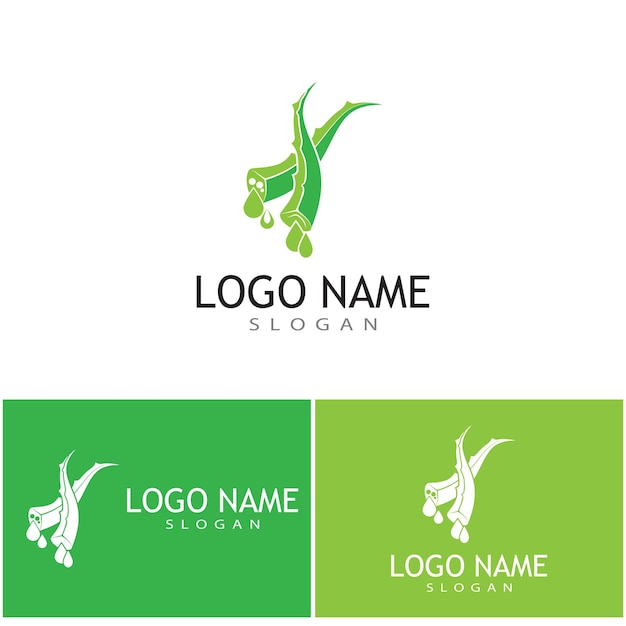 Aloe vera Wave Logo Plantilla vector símbolo naturaleza