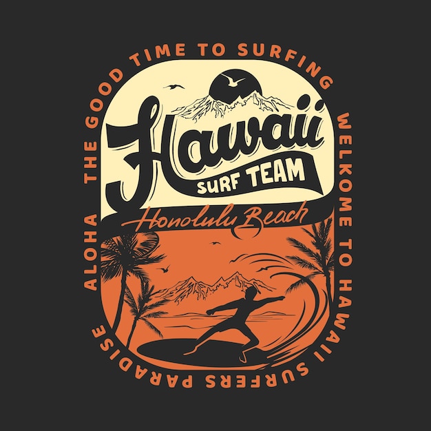 Vector aloha hawaianas ondas de surf vector ilustración de camisetas gráficos