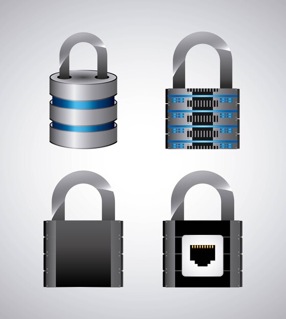 Alojamiento web e icono de candado.