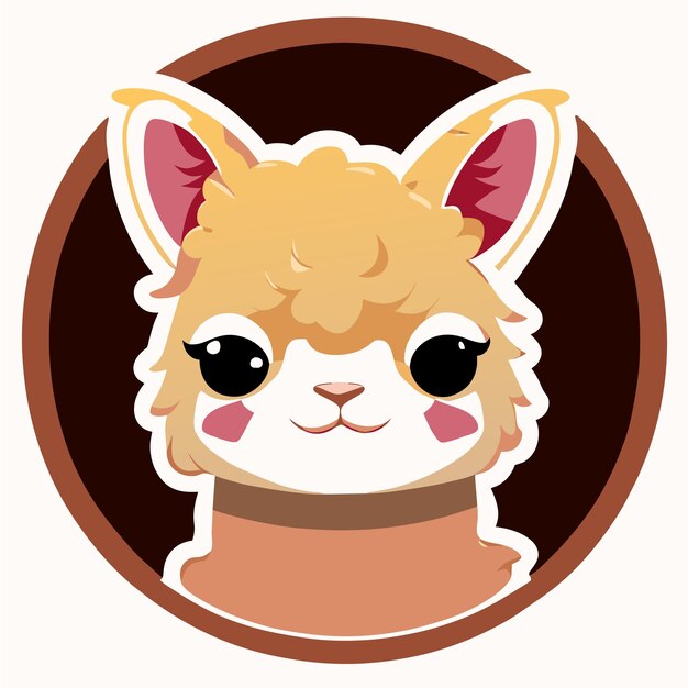 Vector alpaca dibujado a mano plano estiloso adhesivo de dibujos animados icono concepto ilustración aislada