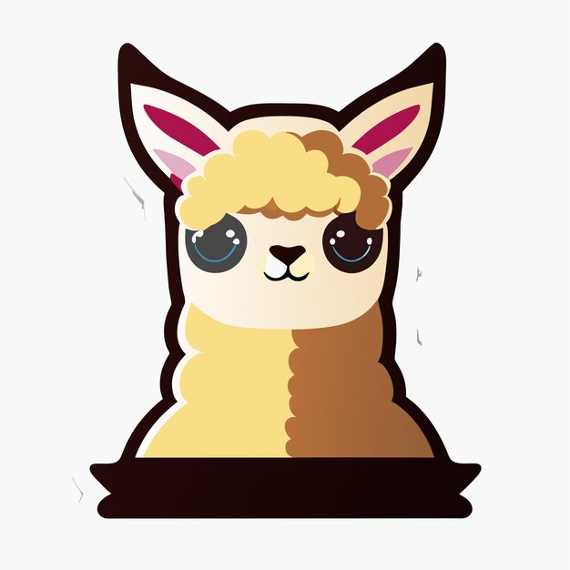 Alpaca dibujado a mano plano estiloso adhesivo de dibujos animados icono concepto ilustración aislada