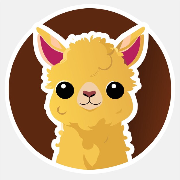 Vector alpaca dibujado a mano plano estiloso adhesivo de dibujos animados icono concepto ilustración aislada