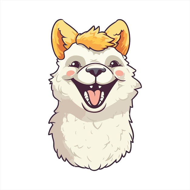 Alpaca Lindo Divertido Dibujos Animados Kawaii Clipart Colorida Acuarela Animal Mascota Etiqueta Ilustración