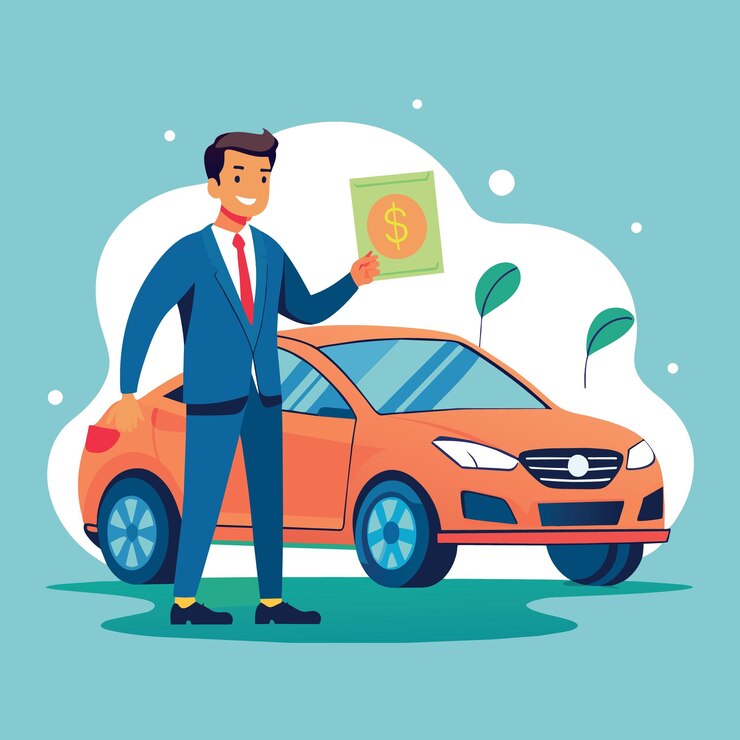Vector alquiler de automóviles o préstamo de automóviles pedir dinero prestado para comprar un automóvil nuevo alquiler o mantenimiento de automóviles costo compra de deuda
