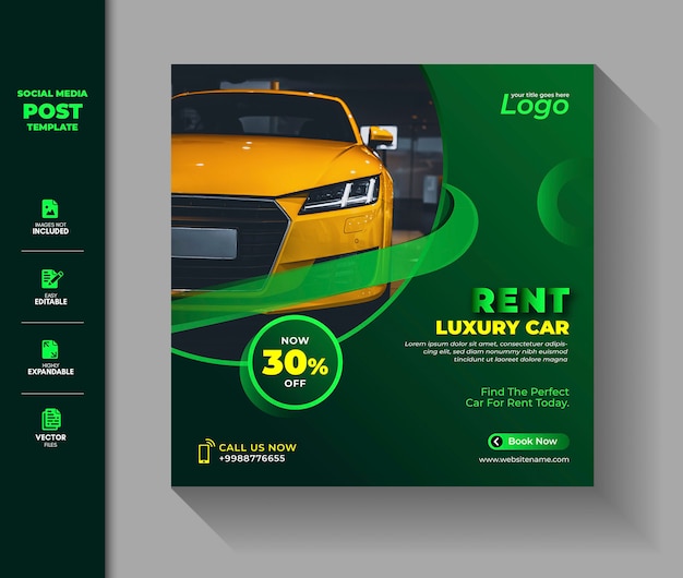 Alquiler de coches Social Media Post Square Banner