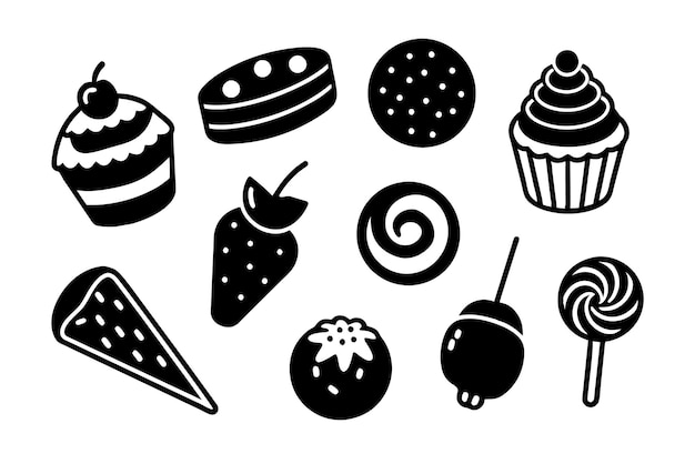 Alrededor de 15 juegos de comida dulce línea suave