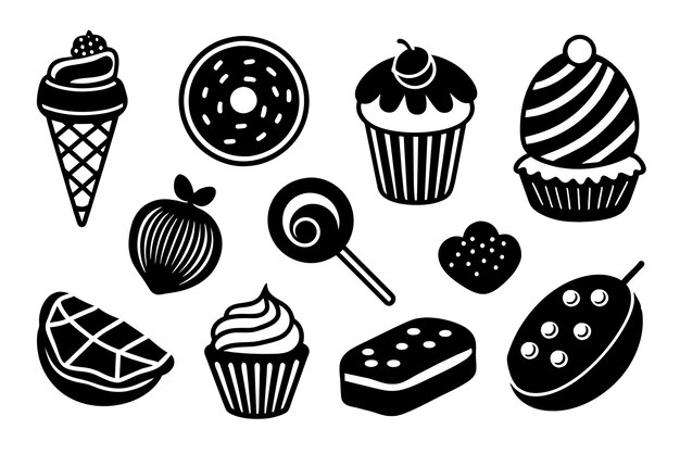 Alrededor de 15 juegos de comida dulce línea suave