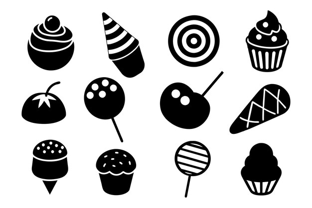 Alrededor de 15 juegos de comida dulce línea suave