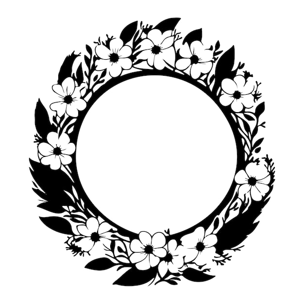 Alrededor del marco flor icono dibujo a mano símbolo de logotipo de color negro perfecto