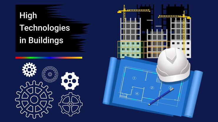 Vector altas tecnologías en la construcción de edificios