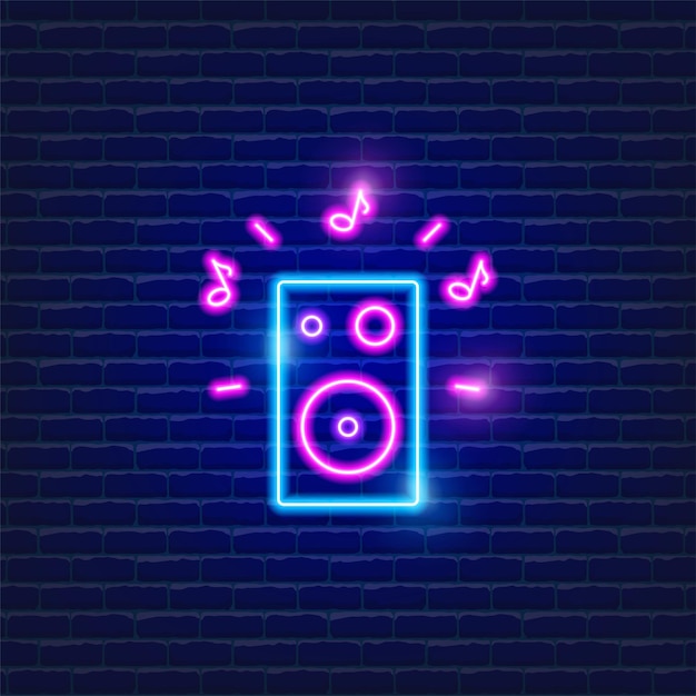 Altavoces icono de neón Ilustración vectorial del concepto de música Signo para diseño web