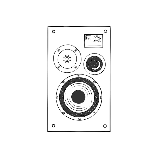 Altavoz de audio Altavoz retro texturizado Altavoz dibujado a mano Estilo de boceto Ilustración vectorial