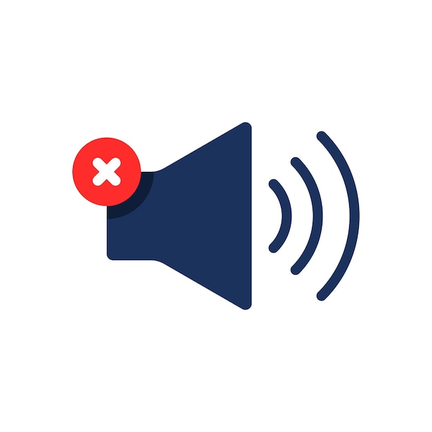 Altavoz como silencio por favor o botón de silencio concepto de placa de advertencia y silencio o sonido de estilo plano simple logotipo silencioso elemento web de diseño gráfico aislado sobre fondo blanco