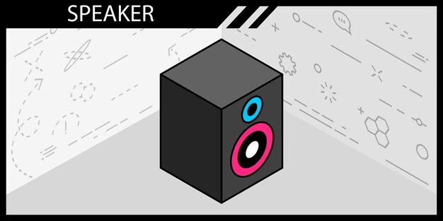 Altavoz diseño isométrico icono Vector web ilustración 3d colorido concepto