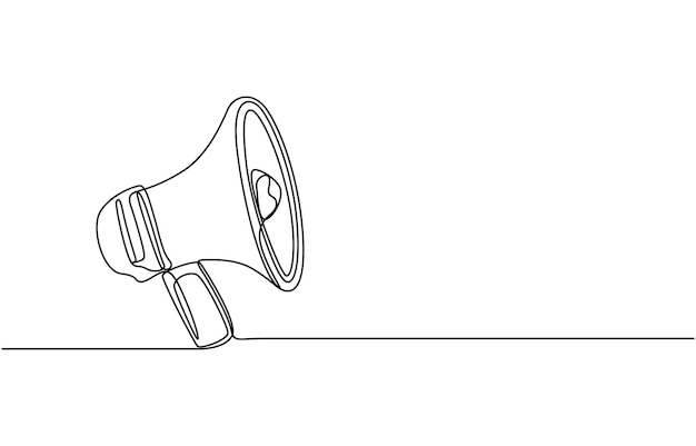 Altavoz una línea continua megafono de arte de línea arte vectorial dibujado a mano una línea continua