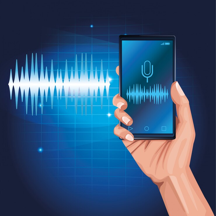 Vector altavoz de reconocimiento de voz de smartphone