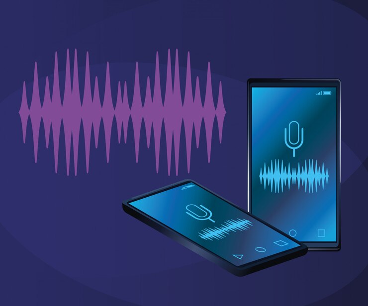 Vector altavoz de reconocimiento de voz de smartphone
