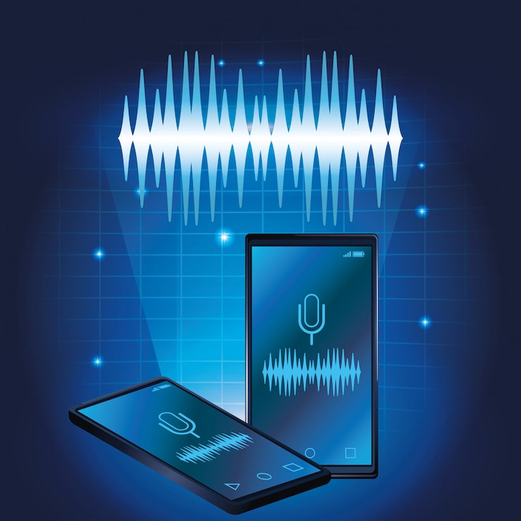 Vector altavoz de reconocimiento de voz de smartphone